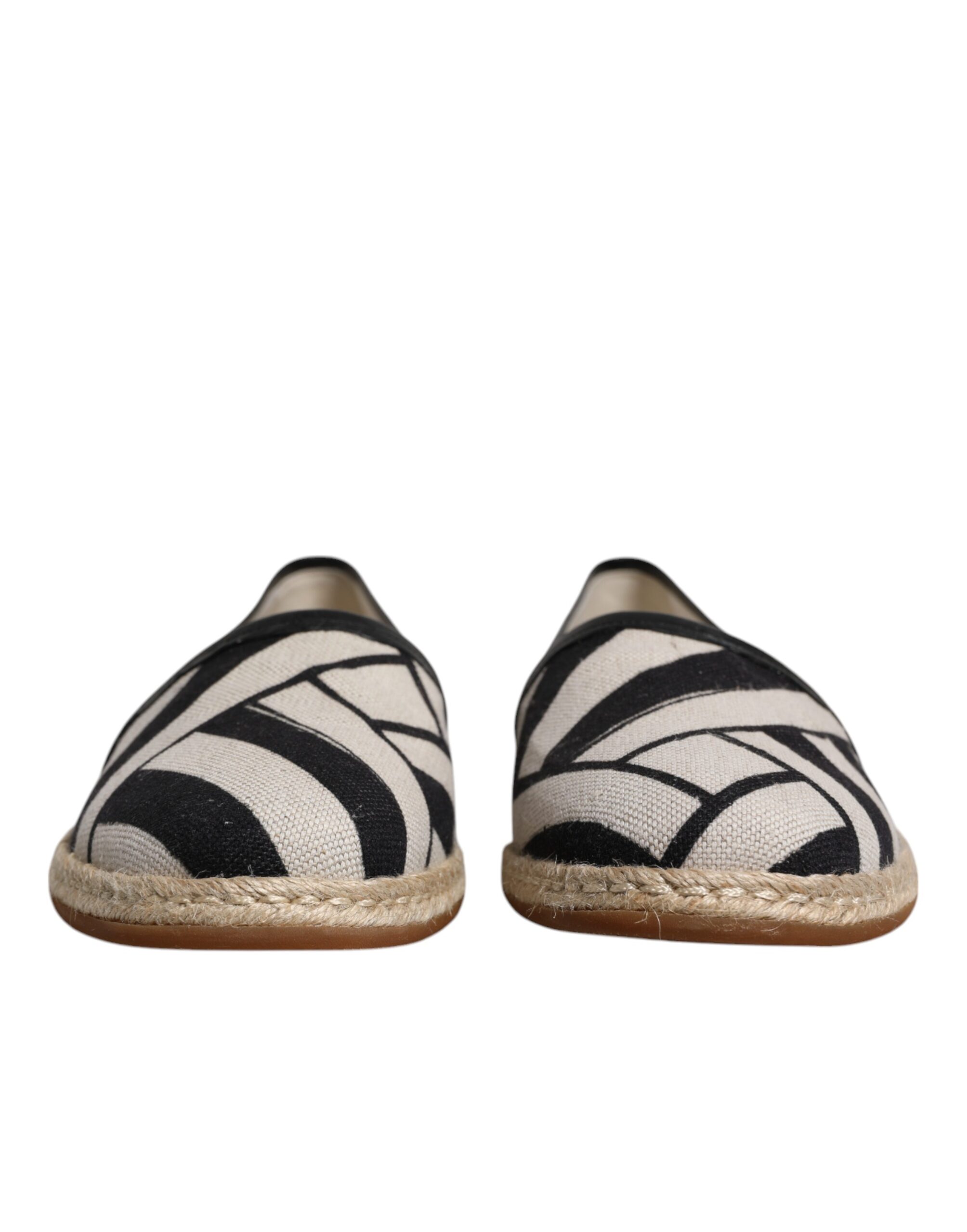 Dolce & Gabbana Black White Stripes Slip On Espadrille Shoes - Image 2