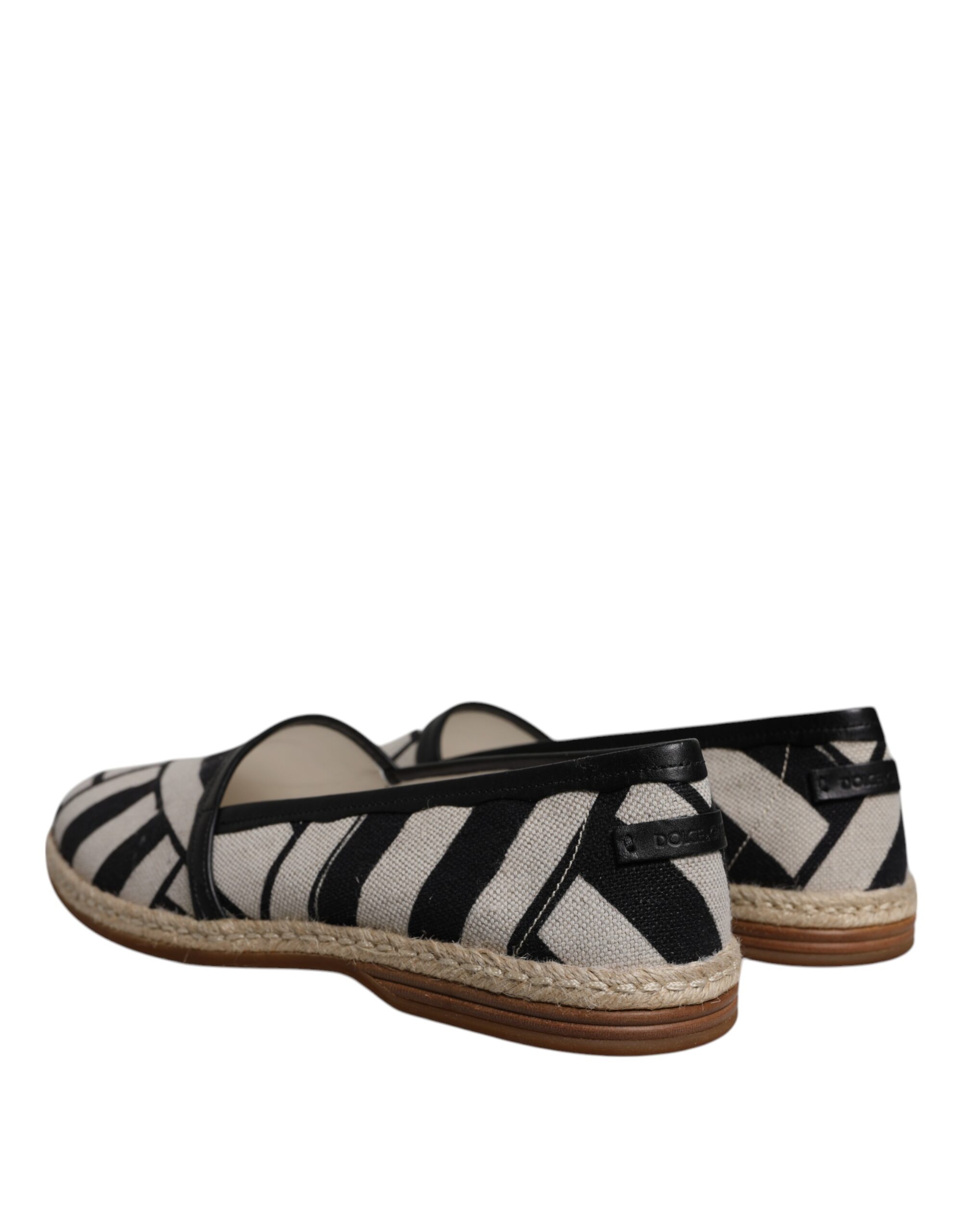 Dolce & Gabbana Black White Stripes Slip On Espadrille Shoes - Image 4