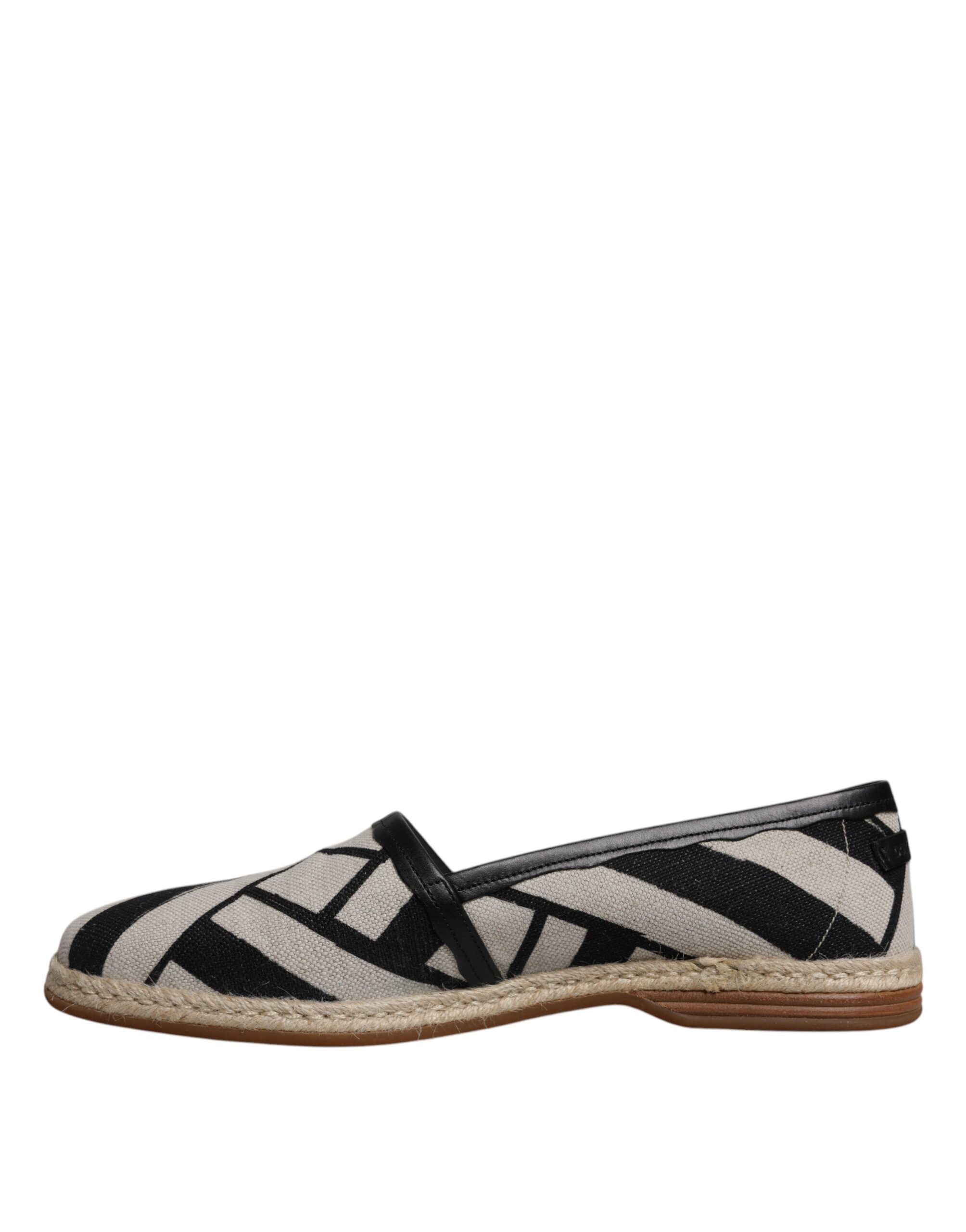 Dolce & Gabbana Black White Stripes Slip On Espadrille Shoes - Image 5