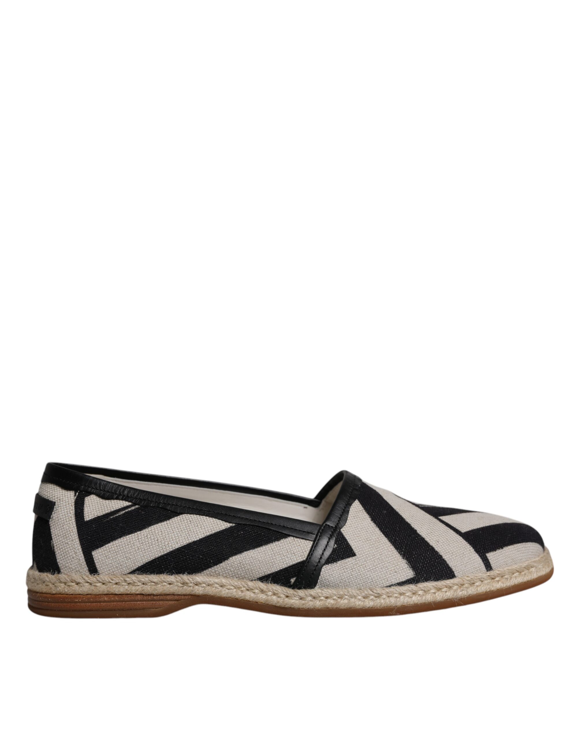 Dolce & Gabbana Black White Stripes Slip On Espadrille Shoes - Image 6
