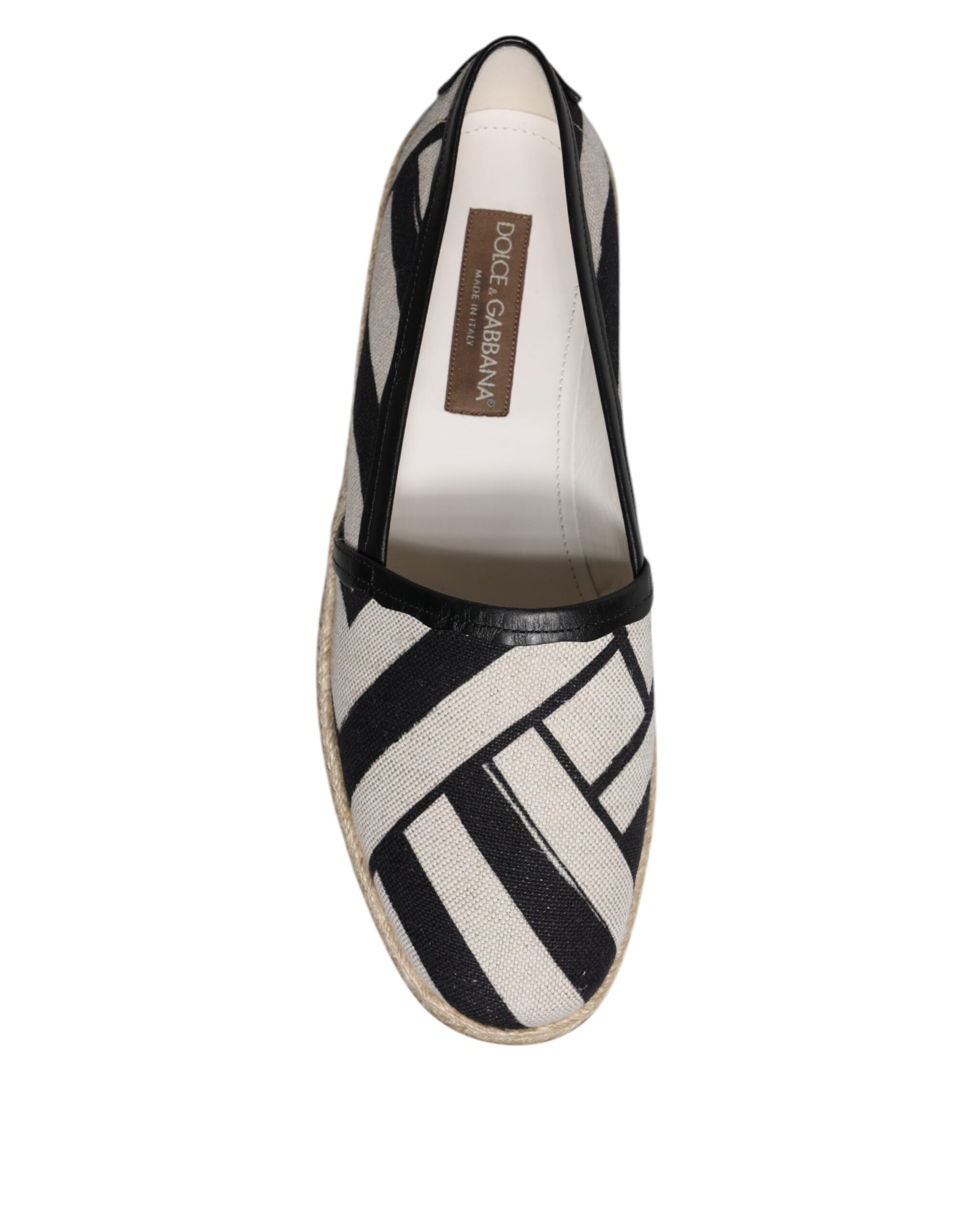 Dolce & Gabbana Black White Stripes Slip On Espadrille Shoes - Image 8