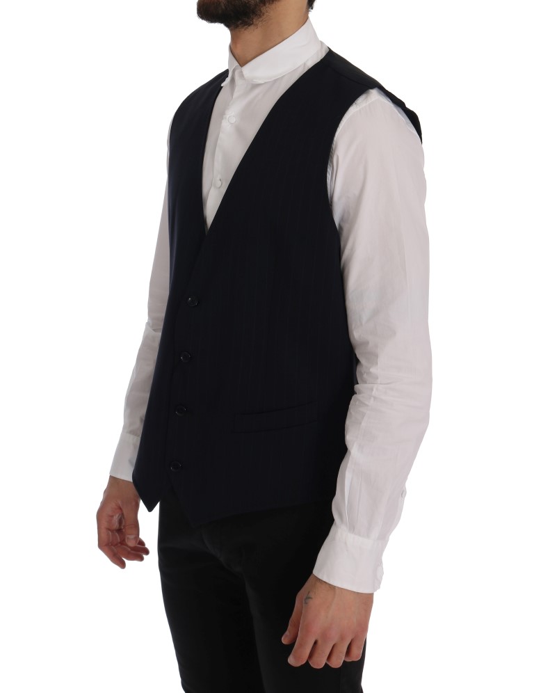 Dolce & Gabbana Blue STAFF Wool Stretch Vest - Image 2