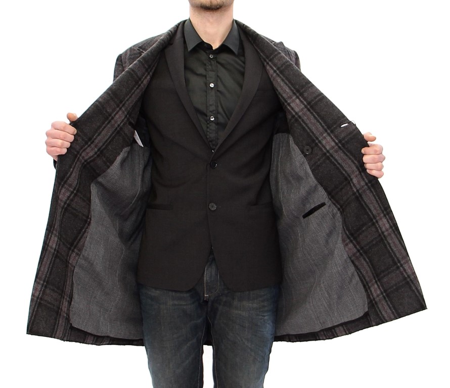 Dolce & Gabbana Gray Double Breasted Coat Jacket - Image 3