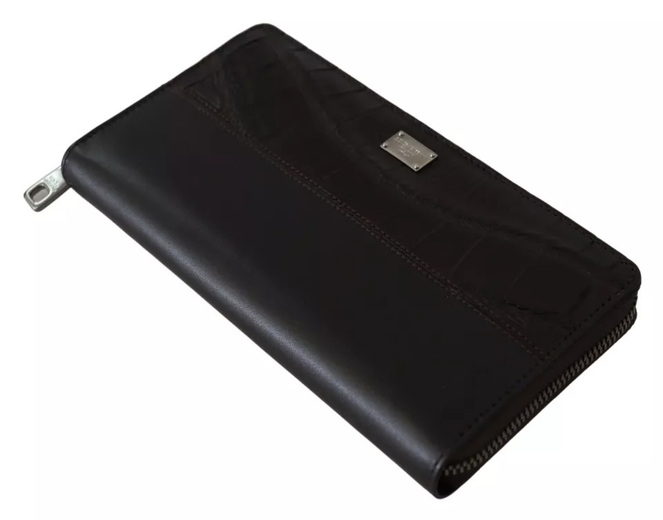 Dolce & Gabbana Brown Exotic Leather Zip Around Continental Clutch Wallet - Image 6