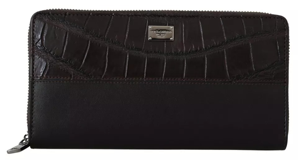 Dolce & Gabbana Brown Exotic Leather Zip Around Continental Clutch Wallet - Image 2