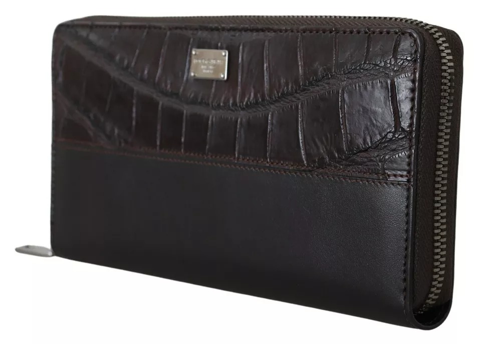 Dolce & Gabbana Brown Exotic Leather Zip Around Continental Clutch Wallet - Image 3