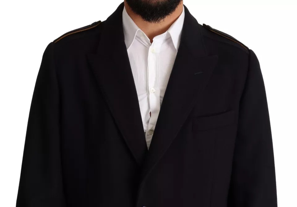 Dolce & Gabbana Blue Trench Coat Long Wool Stretch Jacket - Image 7