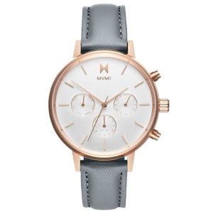MVMT Gray Leather Dress Watch