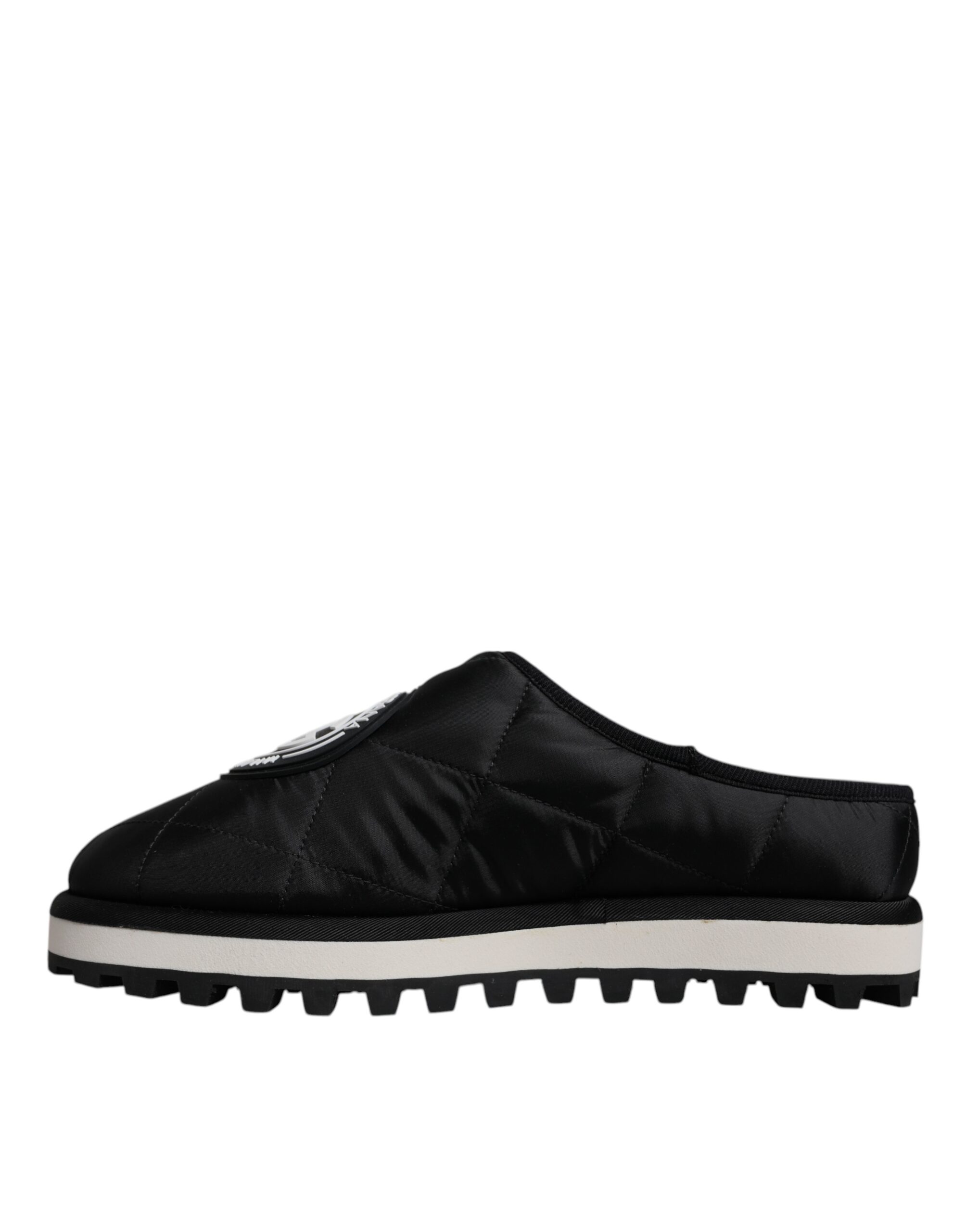 Dolce & Gabbana Black Nylon Quilted Logo Patch Sandals Slides Shoes - Image 5