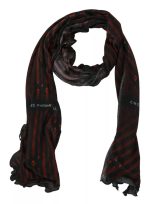 Dolce & Gabbana Black Red Viscose Foulard Branded Scarf
