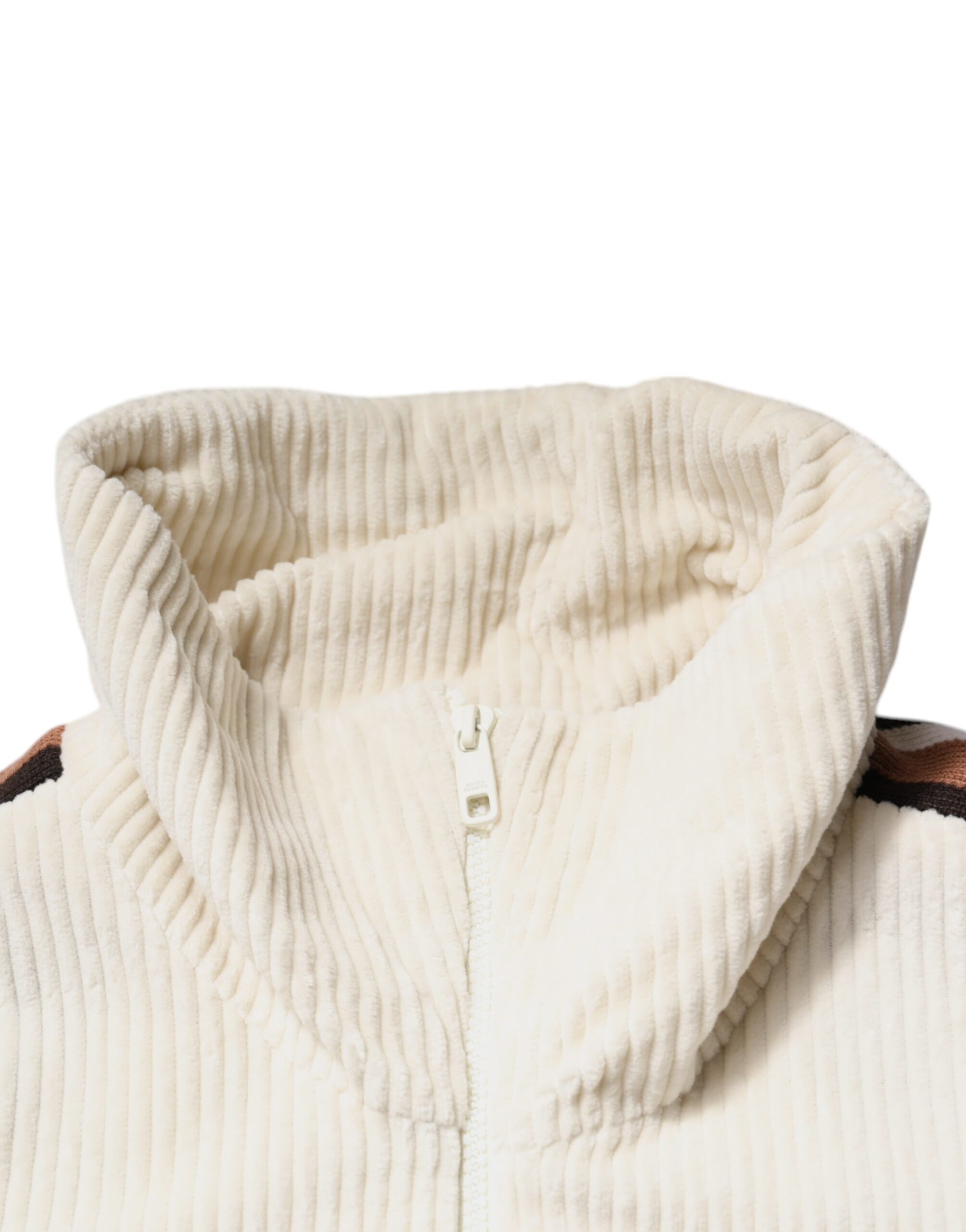 Dolce & Gabbana Beige Logo Applique Cotton Corduroy Full Zip Jacket - Image 7
