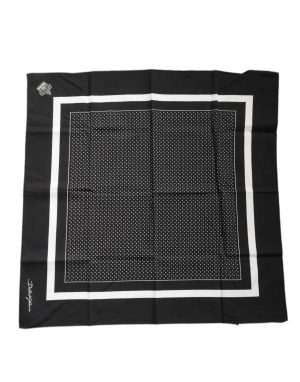 Dolce & Gabbana Black Polka Dots Cotton Handkerchief Scarf