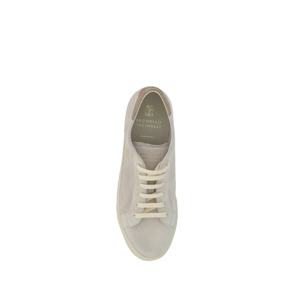 Brunello Cucinelli Cream White Leather Sneakers - Image 4