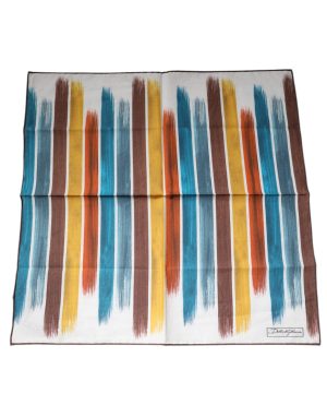 Dolce & Gabbana Multicolor Stripes Cotton Square Foulard Scarf