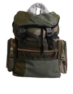 Dolce & Gabbana Military Green Patchwork Travel Backpack Bag