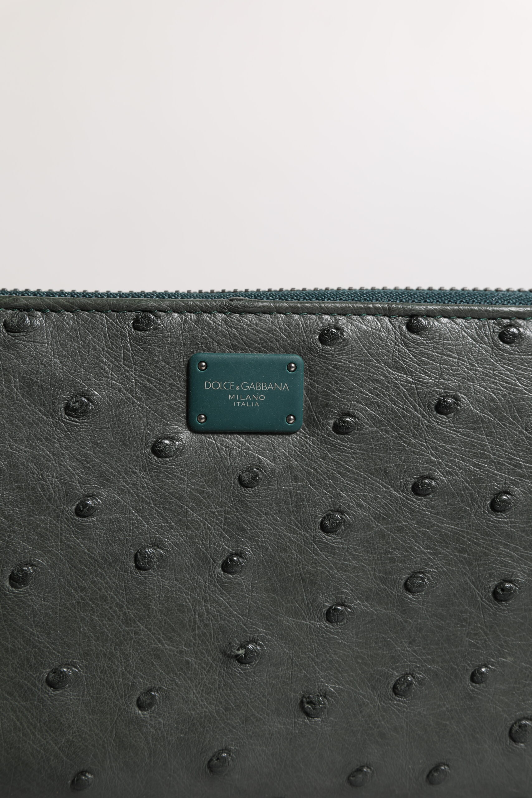 Dolce & Gabbana Green Ostrich Logo Plaque Zip Around Continental Wallet - Image 3