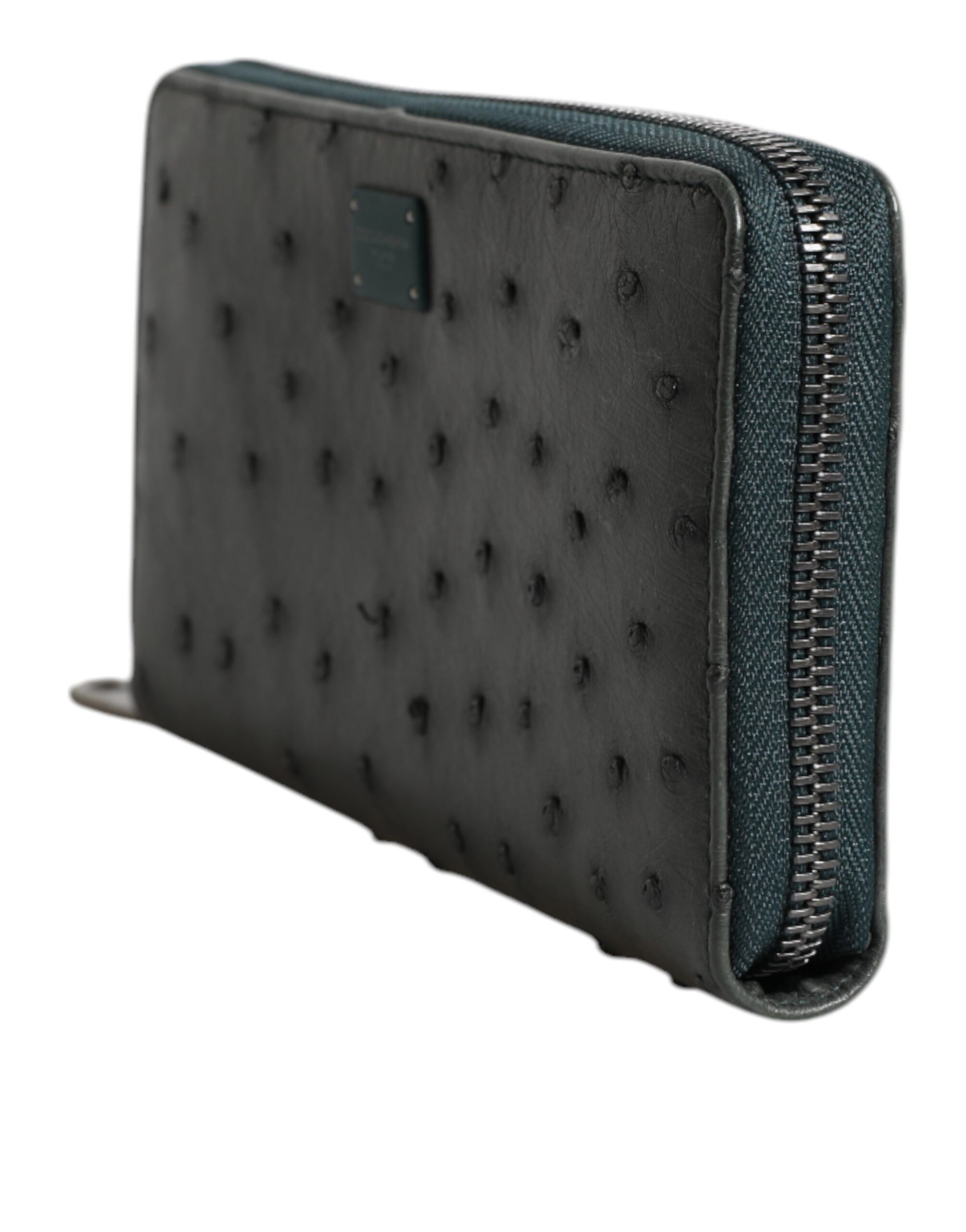 Dolce & Gabbana Green Ostrich Logo Plaque Zip Around Continental Wallet - Image 4