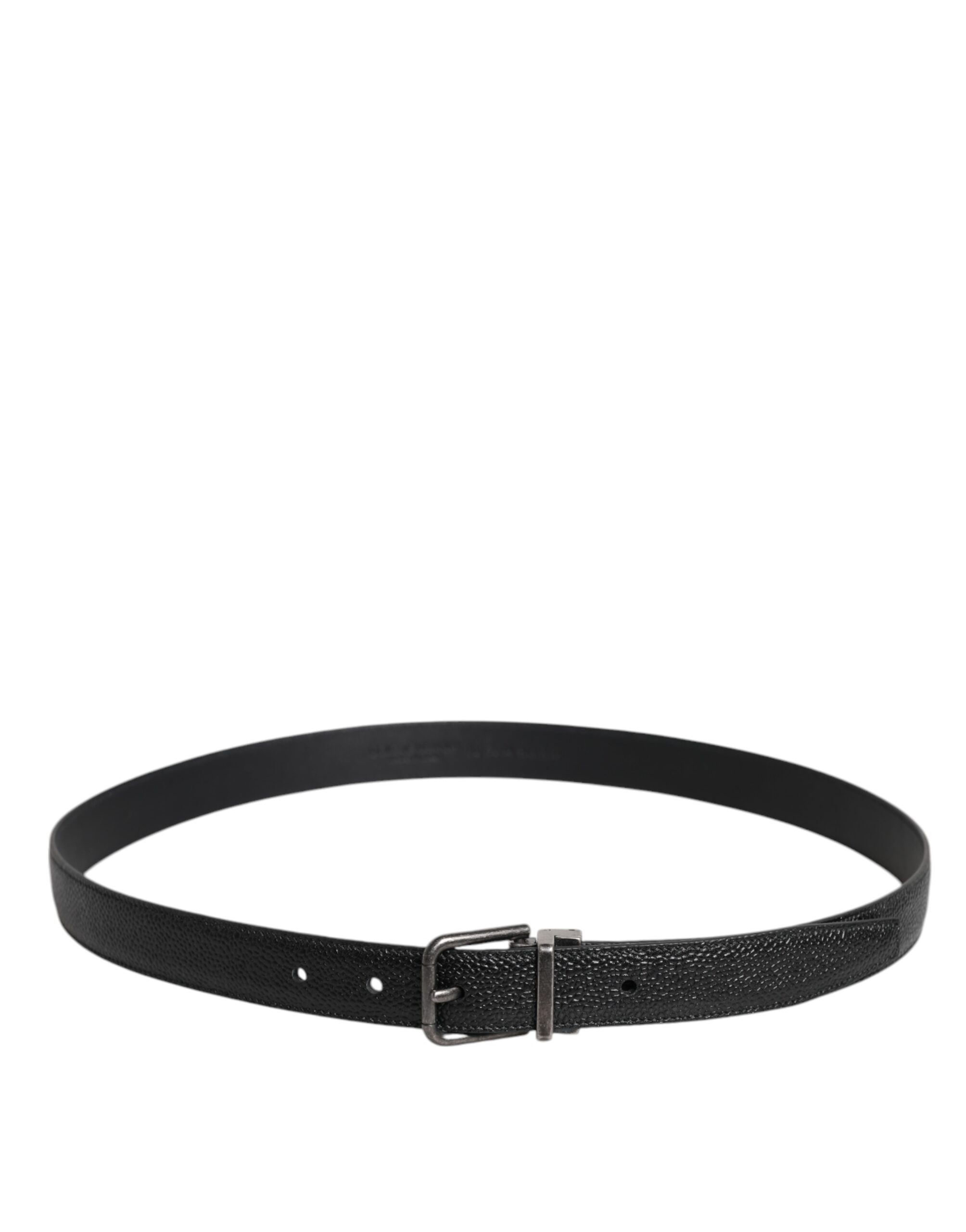Dolce & Gabbana Black Calf Leather Classic Metal Buckle Belt - Image 3
