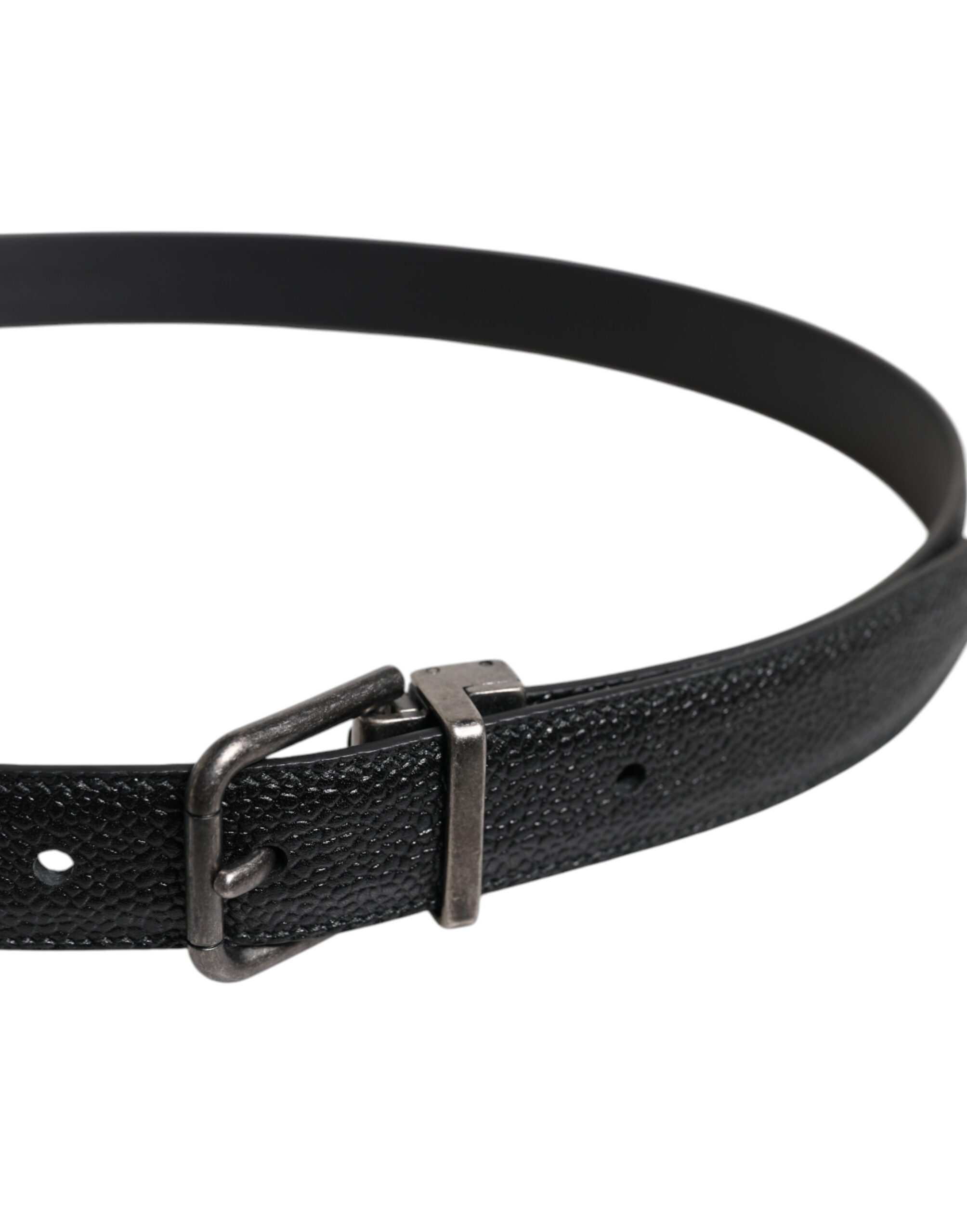 Dolce & Gabbana Black Calf Leather Classic Metal Buckle Belt - Image 4