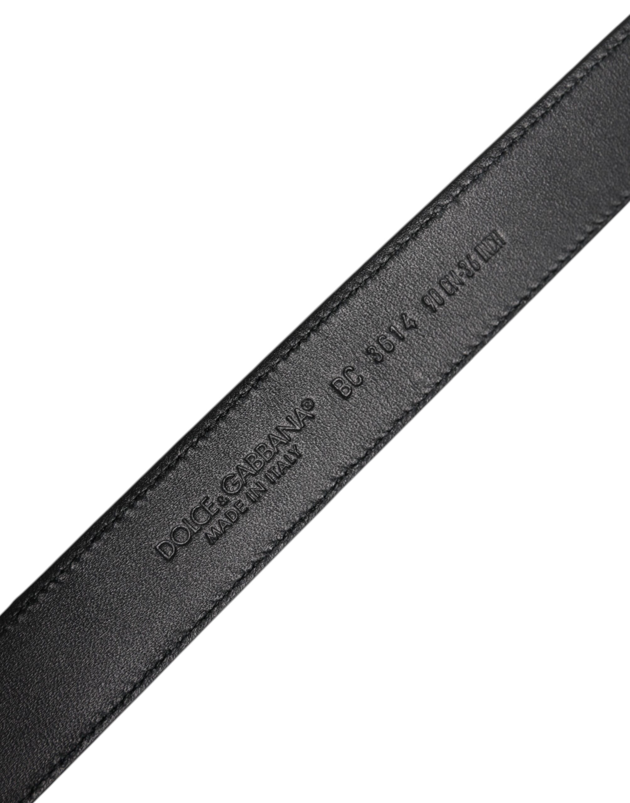 Dolce & Gabbana Black Calf Leather Classic Metal Buckle Belt - Image 6