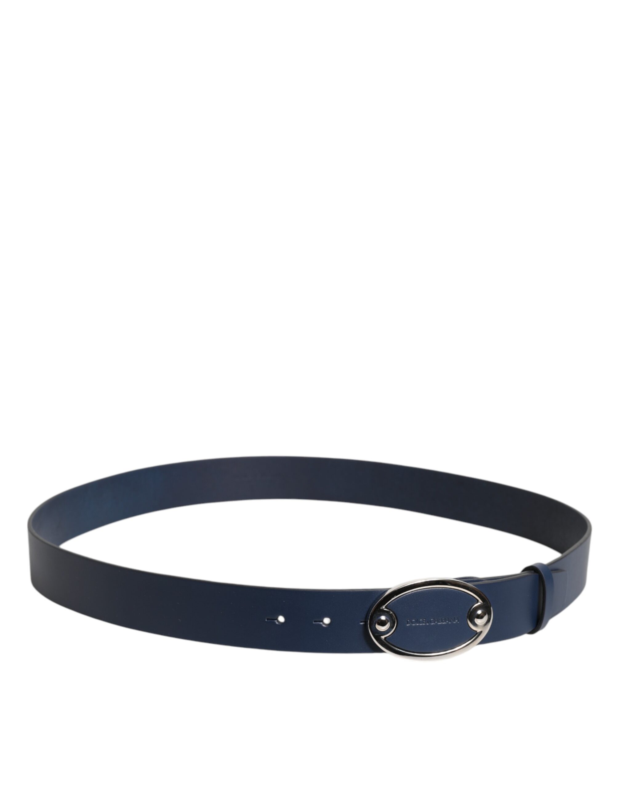 Dolce & Gabbana Blue Leather Classic Metal Logo Buckle Belt - Image 3