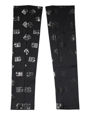 Dolce & Gabbana Black DG Logo Monogram Wool Stretch Arm Sleeves