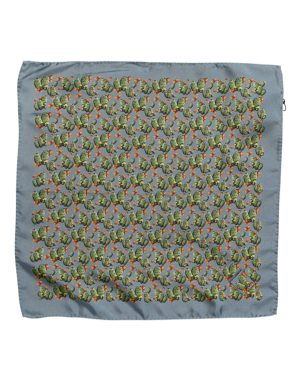 Dolce & Gabbana Gray Green Cactus Print Square Foulard Scarf