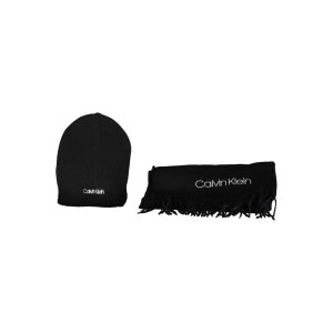 Calvin Klein Nero Acrylic Men Scarf Set