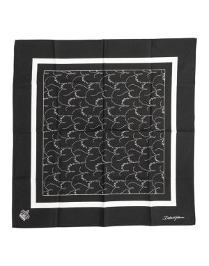 Dolce & Gabbana Black White Printed Square Men Foulard Scarf