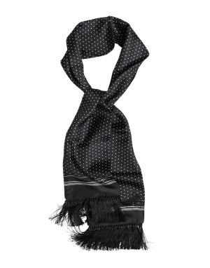 Dolce & Gabbana Black White Polka Dot Fringes Foulard Scarf