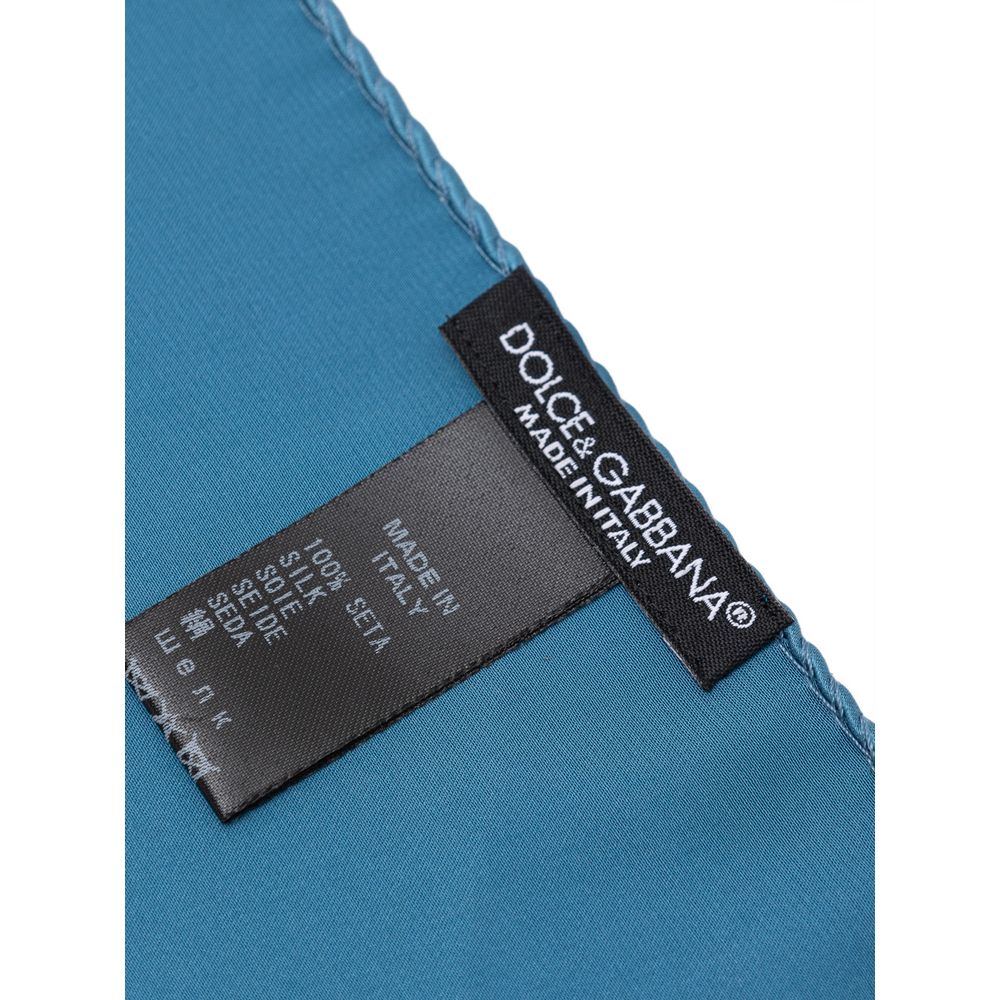 Dolce & Gabbana Light Blue Silk Pocket Square - Image 3