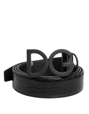 Dolce & Gabbana Black Leather Classic Metal DG Buckle Belt