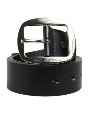 Dolce & Gabbana Black Leather Classic Metal Buckle Belt