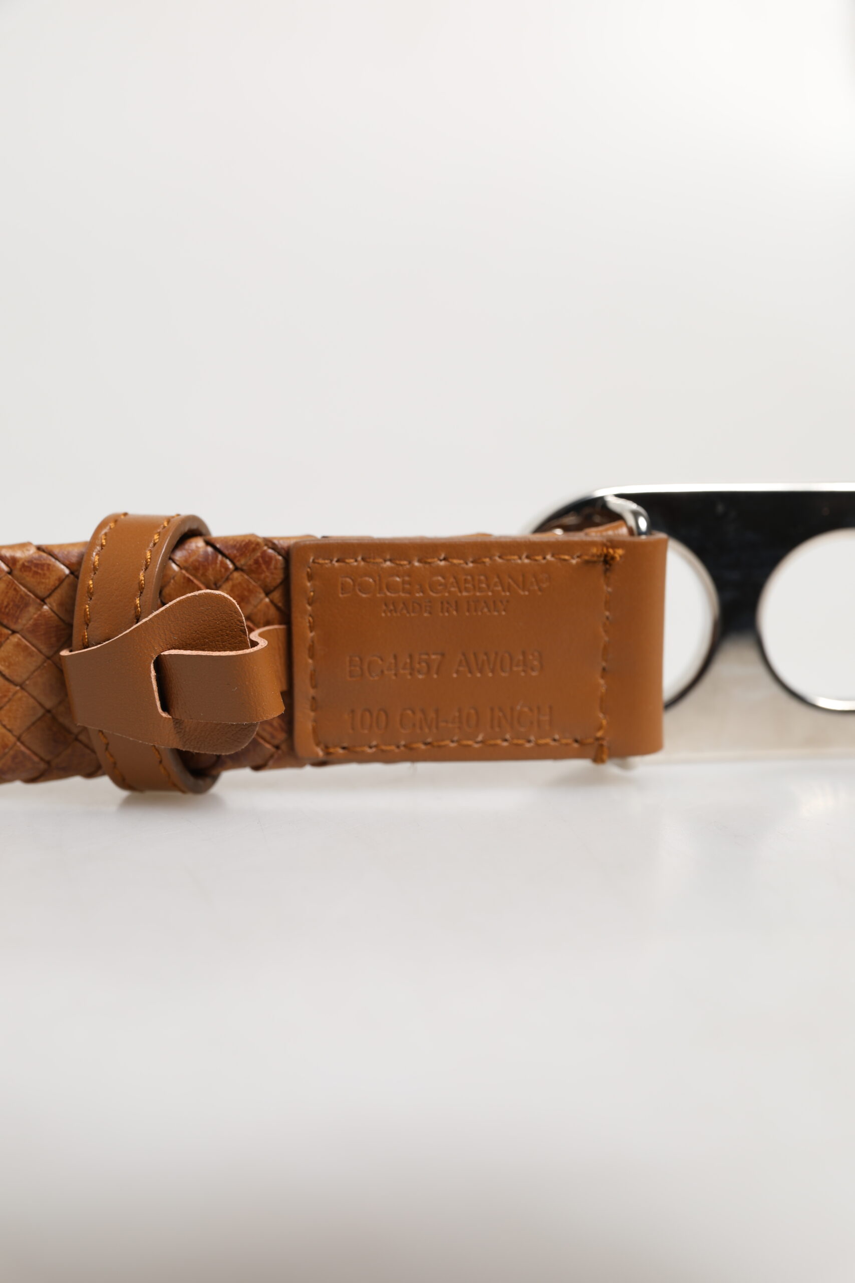 Dolce & Gabbana Brown Braided Metal DG Logo Buckle Belt - Image 5