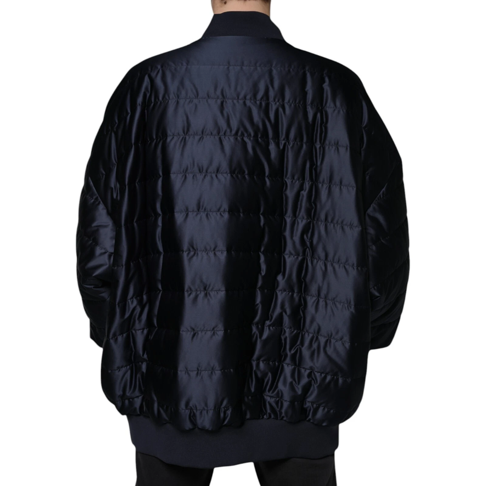 Dolce & Gabbana Dark Blue Quilted Full Zip Bomber Jacket - Image 4