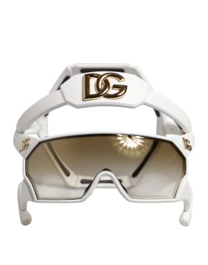 Dolce & Gabbana White Acetate Next Generation Mask Eyewear Sunglasses