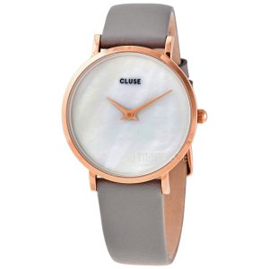 Cluse Gray Leather Dress Watch