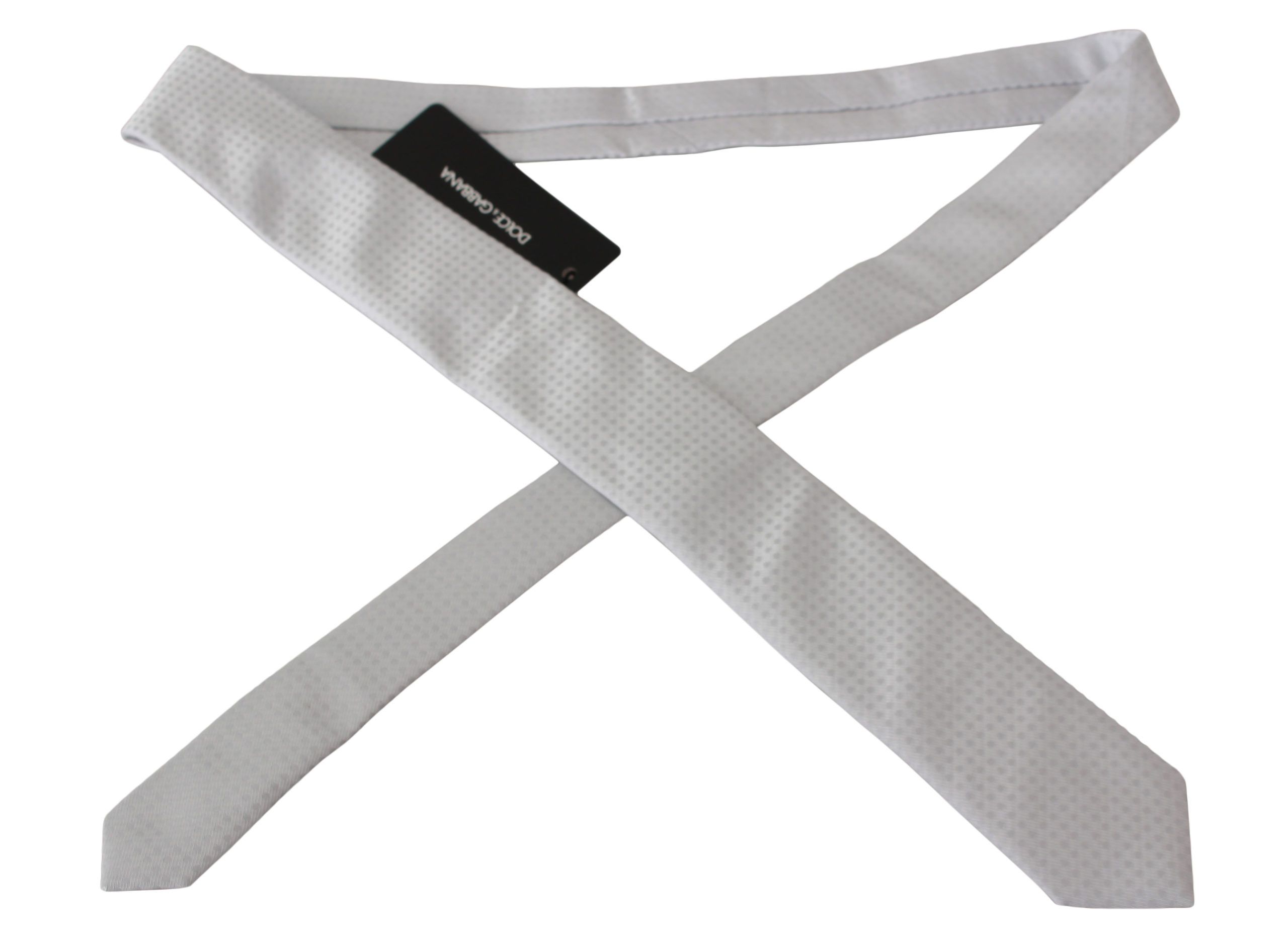 Dolce & Gabbana White Patterned Classic Mens Slim Necktie Tie - Image 3