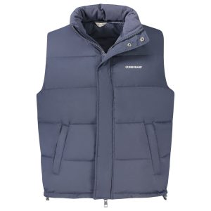 Guess Jeans Blu Polyester Men's Sleeveless Jacket