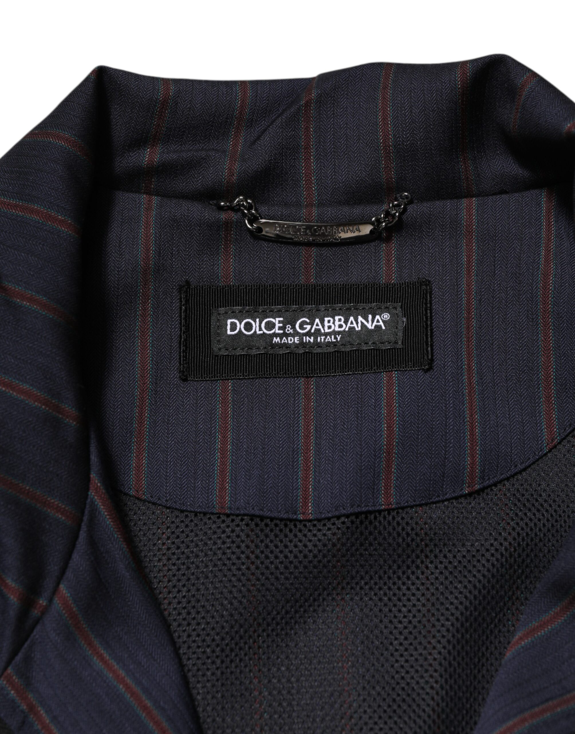 Dolce & Gabbana Blue Red Striped Logo Plaque Full Zip Jacket - Image 6