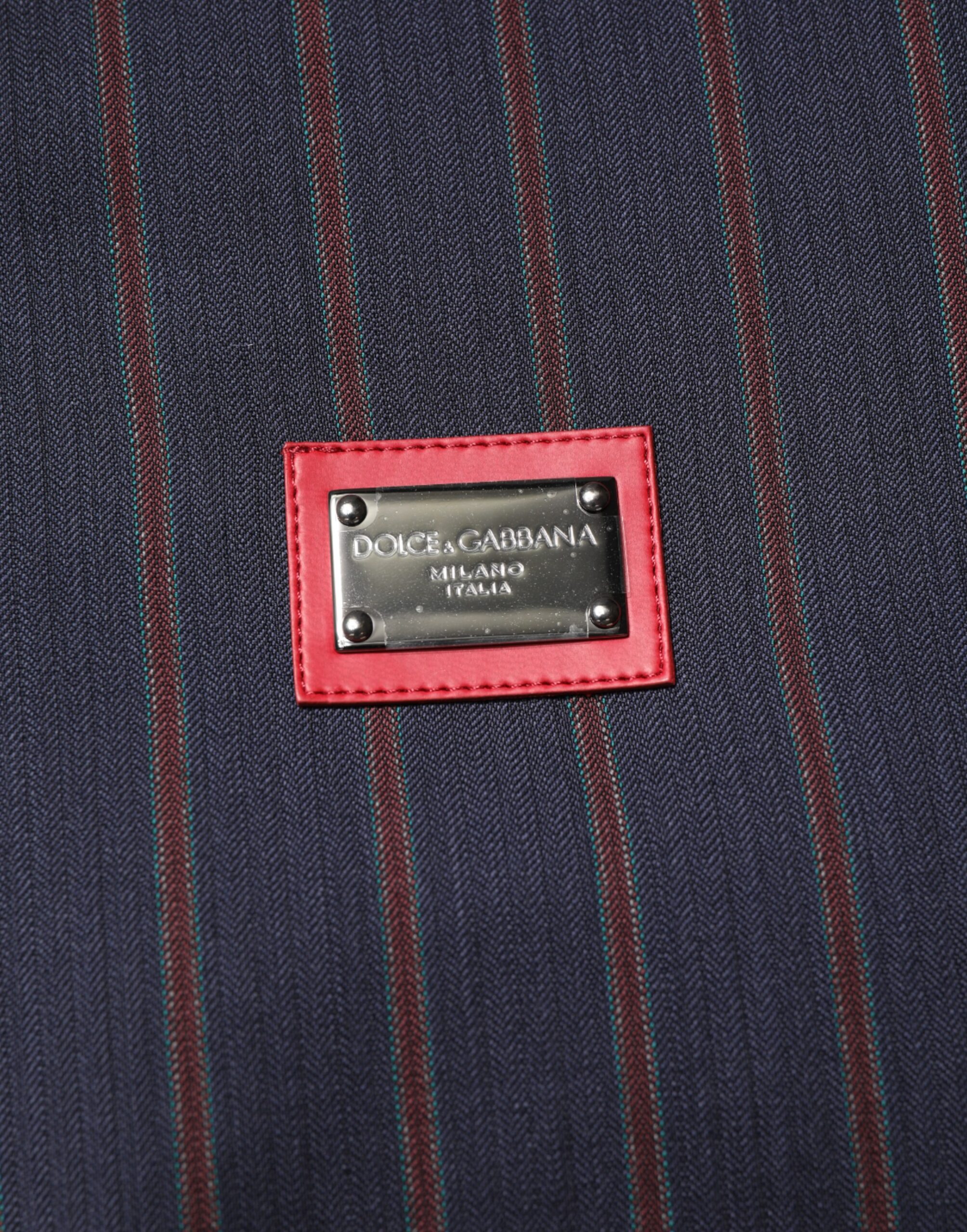 Dolce & Gabbana Blue Red Striped Logo Plaque Full Zip Jacket - Image 7