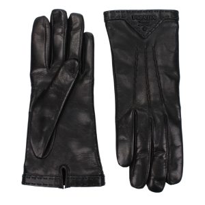 Prada Black Leather Gloves