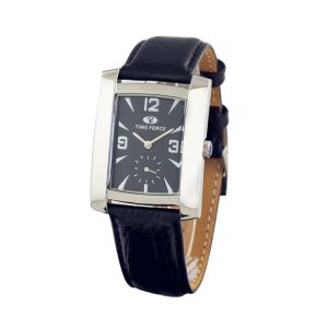 Time Force Black Leather Dress Watch