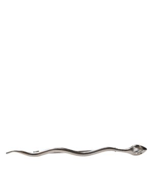 Dolce & Gabbana Silver Brass Crystal Spilla Serpente Mens Brooch Pin