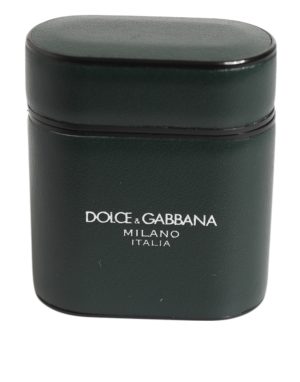 Dolce & Gabbana Black Leather Logo Print Flip Holder Men Airpods Case