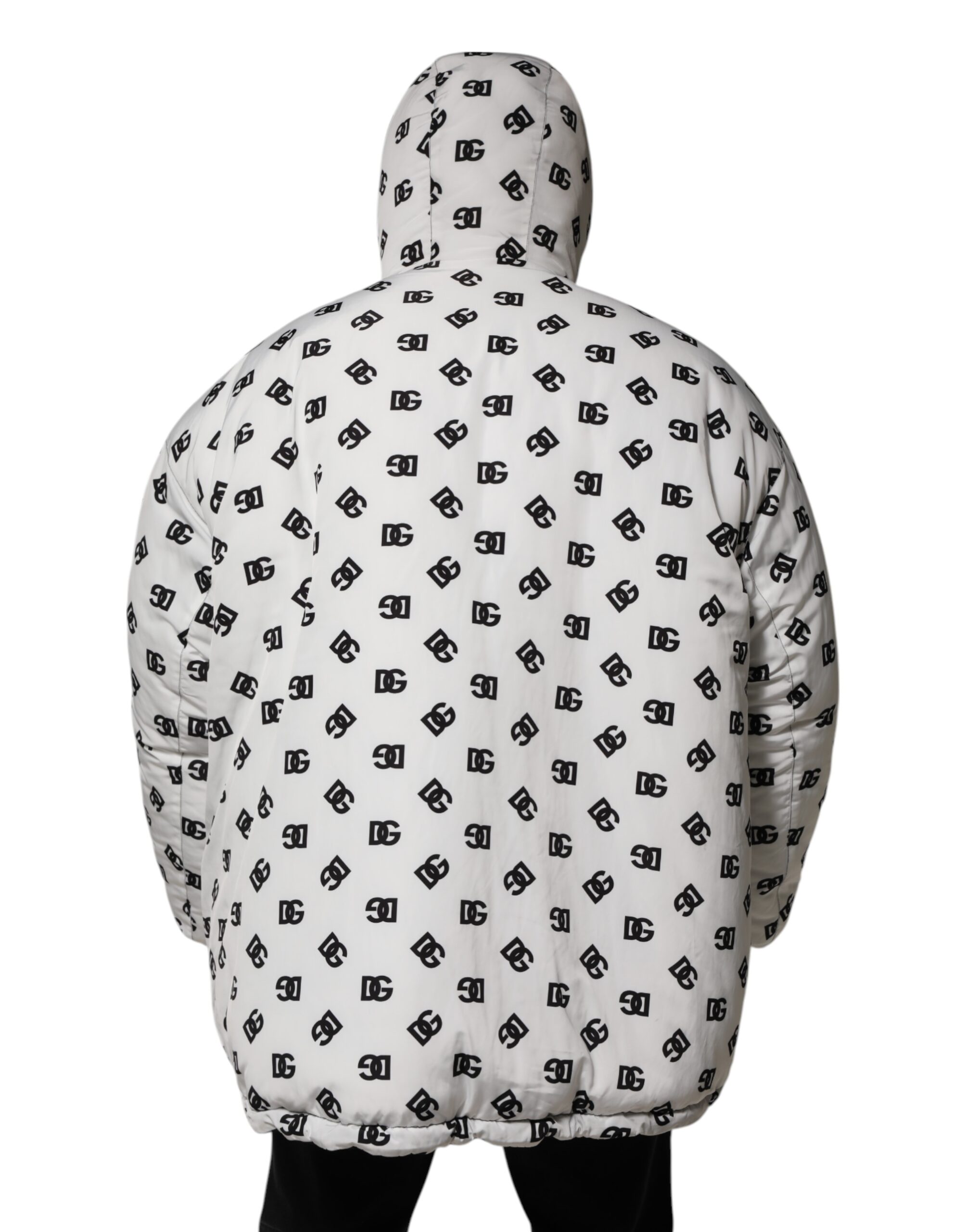 Dolce & Gabbana White DG Monogram Hooded Puffer Jacket - Image 4