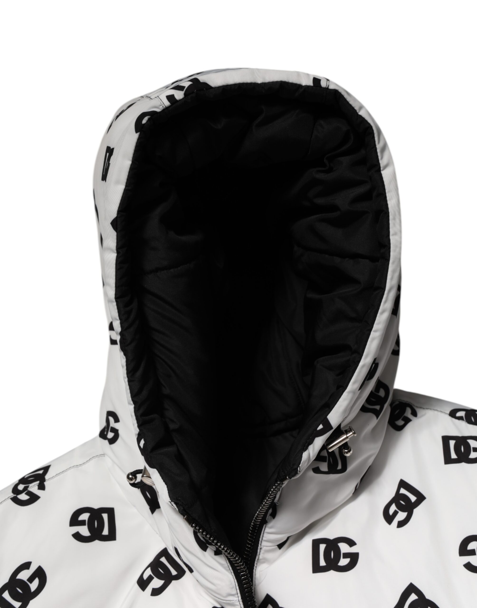 Dolce & Gabbana White DG Monogram Hooded Puffer Jacket - Image 6
