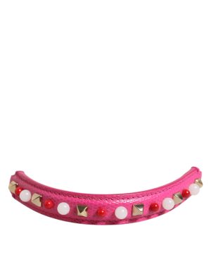 Dolce & Gabbana Pink Embellished Leather Bag Handle Women Shoulder Strap