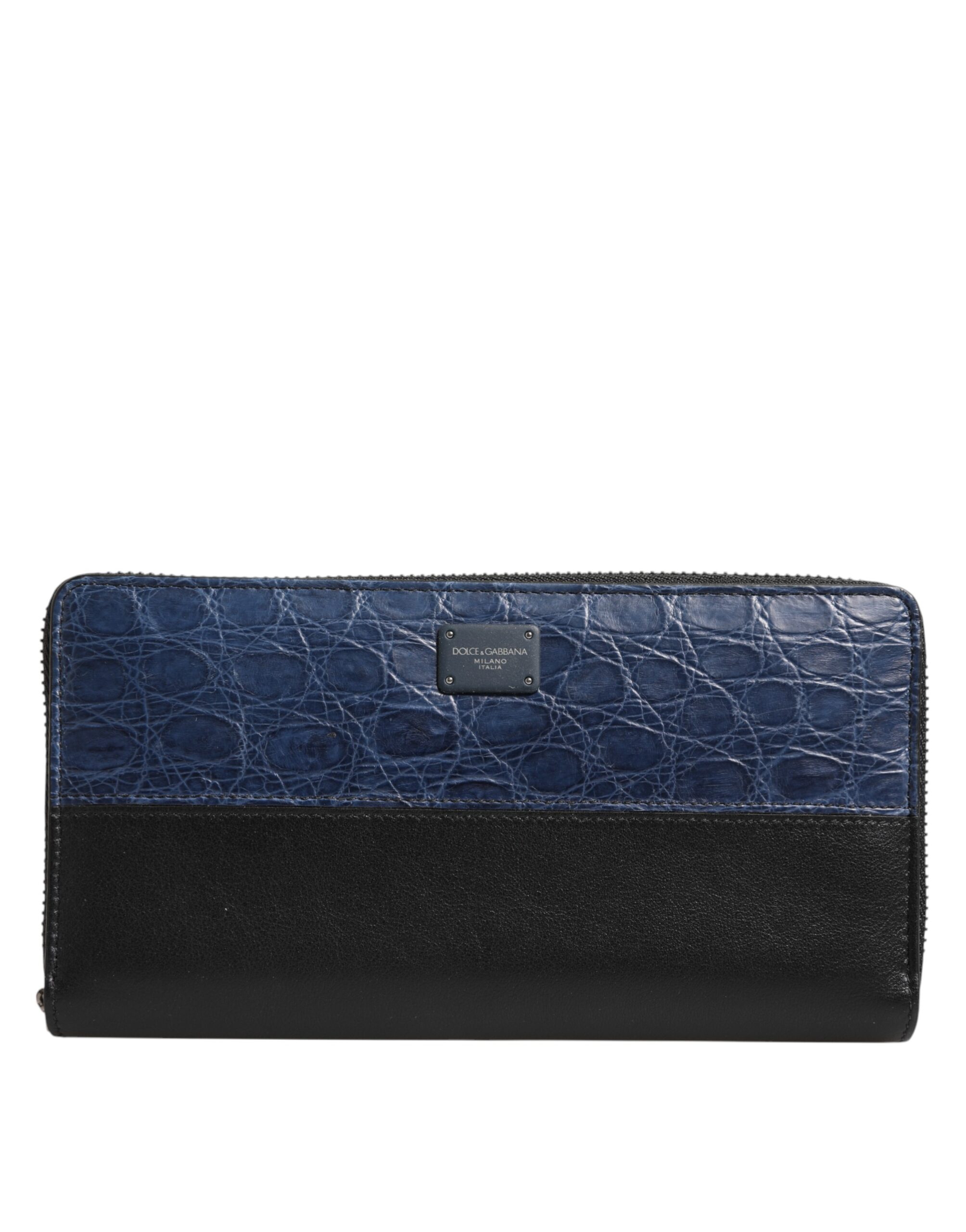 Dolce & Gabbana Black Blue Exotic Leather Men Continental Clutch Wallet - Image 2