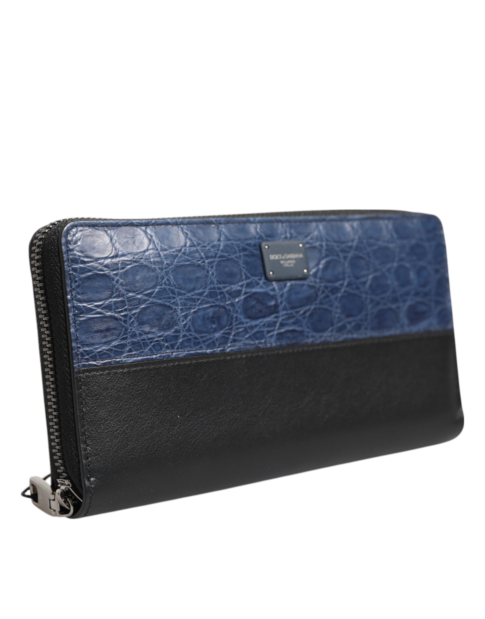 Dolce & Gabbana Black Blue Exotic Leather Men Continental Clutch Wallet - Image 3